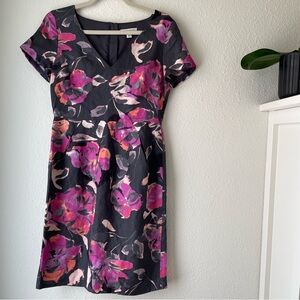 Banana Republic Watercolor Floral Fitted Dress Size 6